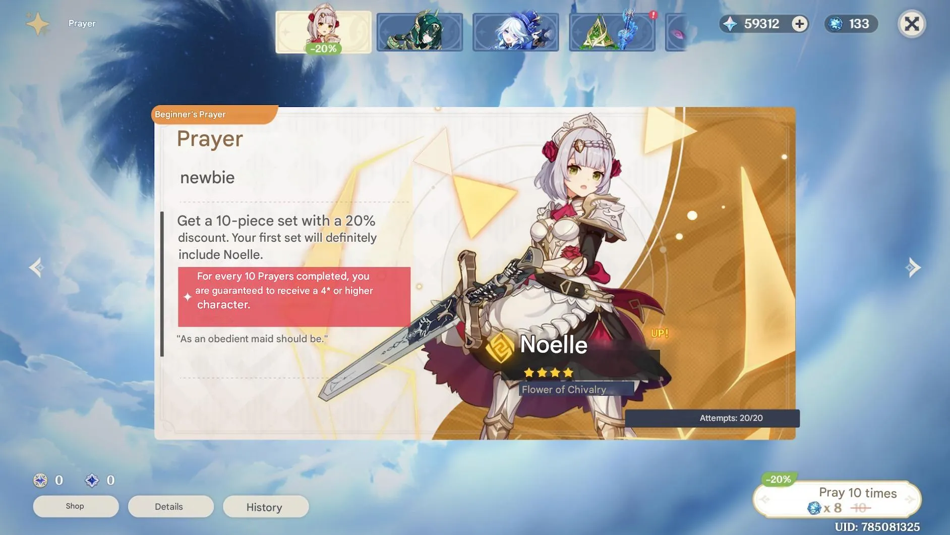 GI1350 High Primogems AR55 Lumine Starter with 600+ Rolls 